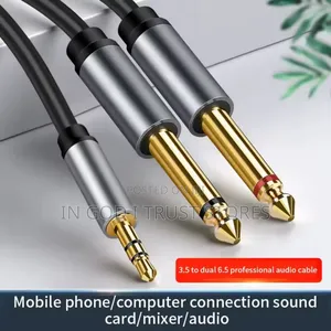 3.5mm to Double 6.5mm TRS Cable Aux Adapter 1.5m