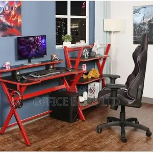 X Shaped Studio TABLE With Monitor Stand RISER