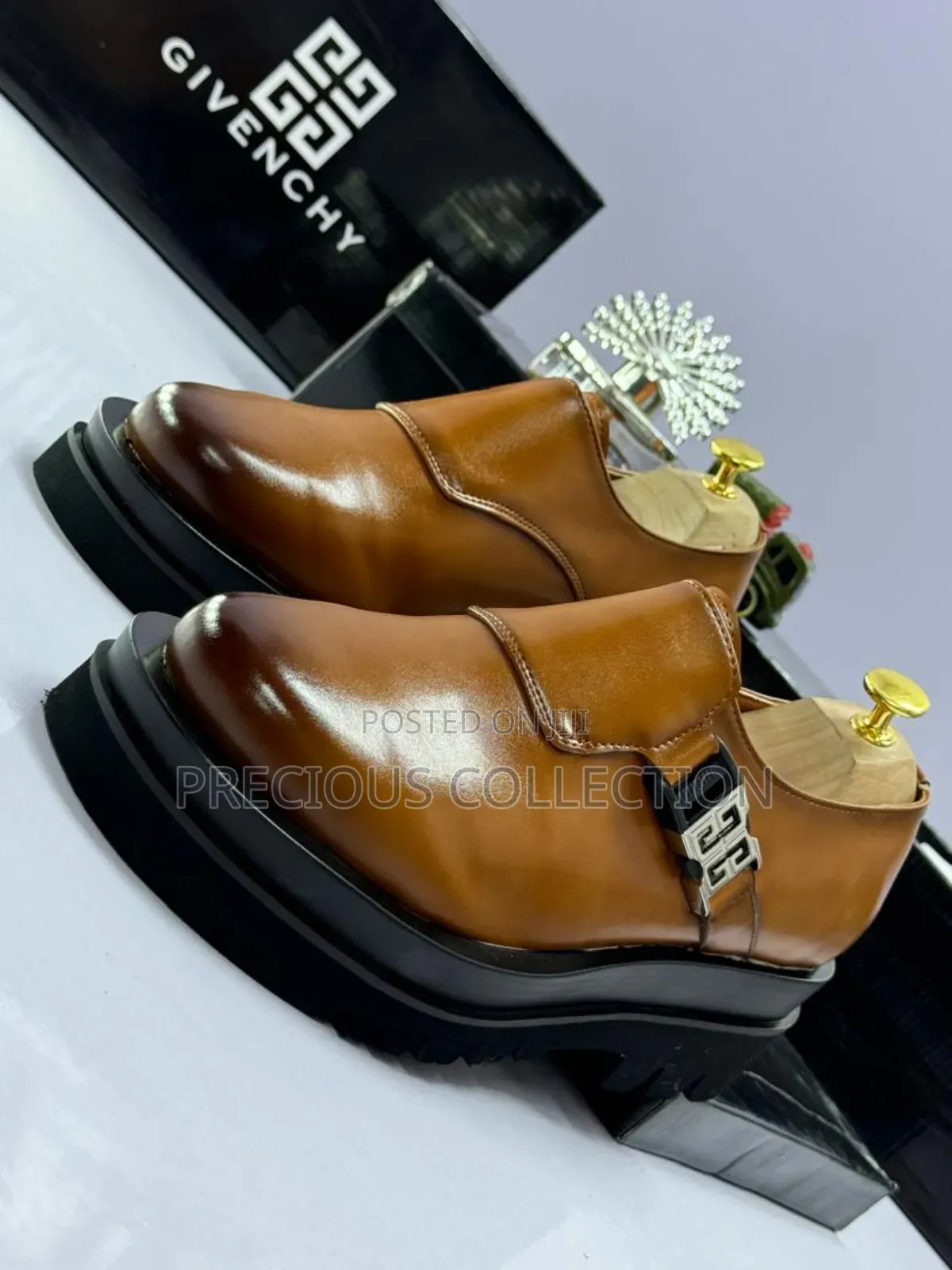 Givenchy Black Big Sole Hook/Eye Leather Shoe