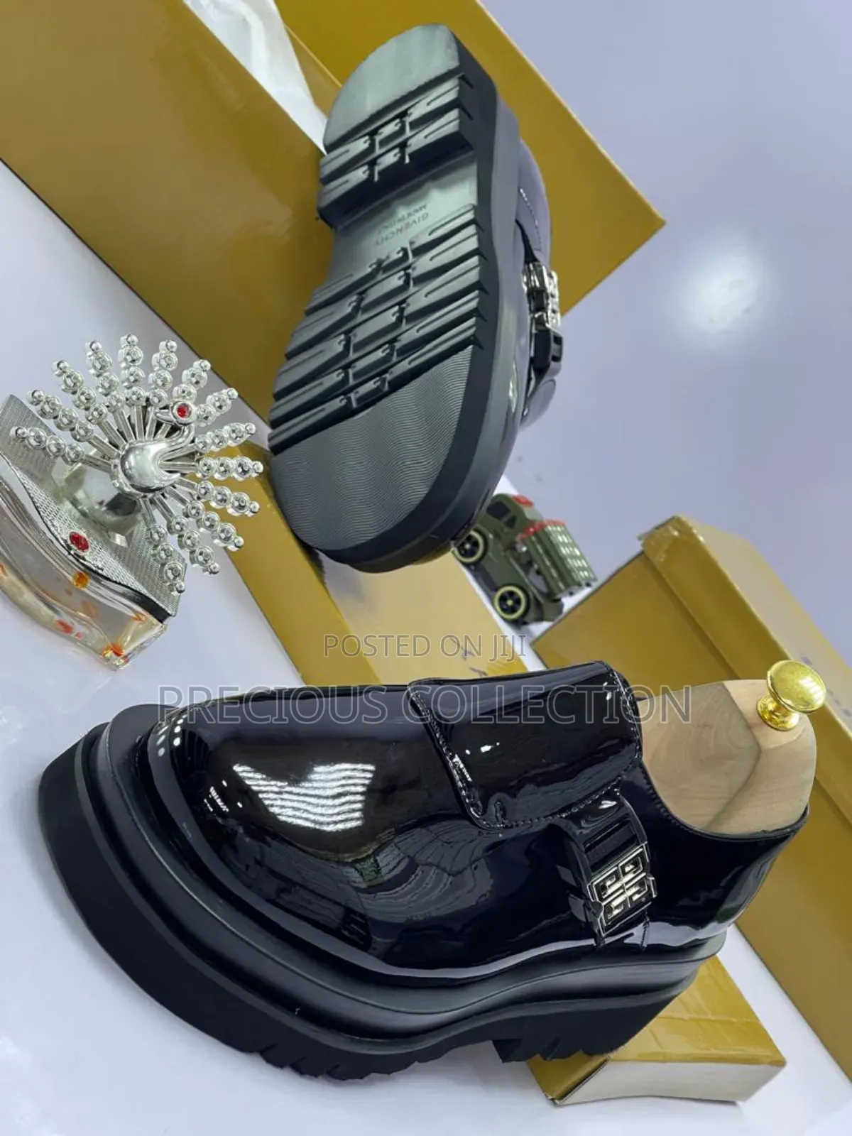 Givenchy Black Big Sole Hook/Eye Leather Shoe