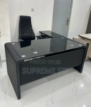 Luxury Glass Top Office Table With Extension.