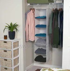 Hanging Closet Organizer | 6-shelves | Natural Canvas