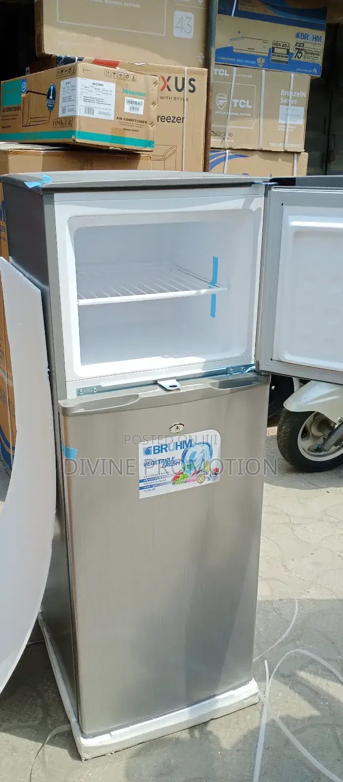 Bruhm Double Door Refrigerator, Silver Color