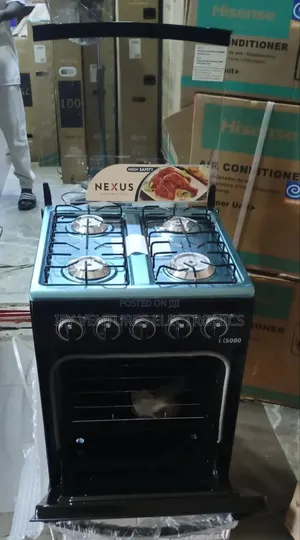 50*55cm Nexus Auto Ignition 4 Burner Gas Cooker, Black Color