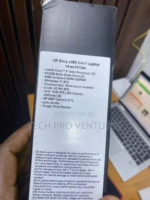 New Laptop HP Envy 14 8GB Intel Core i5 SSD 512GB