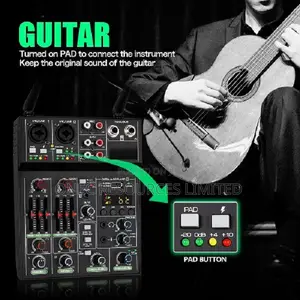 Professional 4 Channel Audio Mixer
