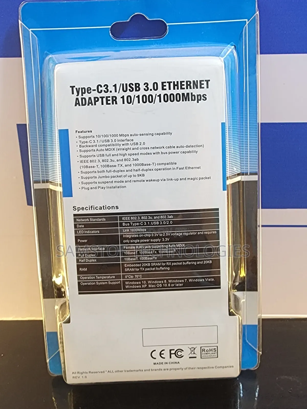 Type-C3.1/Usb 3.0 Ethernet Adapter