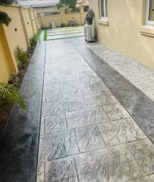 Black, Grey, Black, Grey Stamped Concrete Flooring