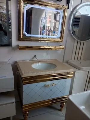White and Gold 80cm Cabinet