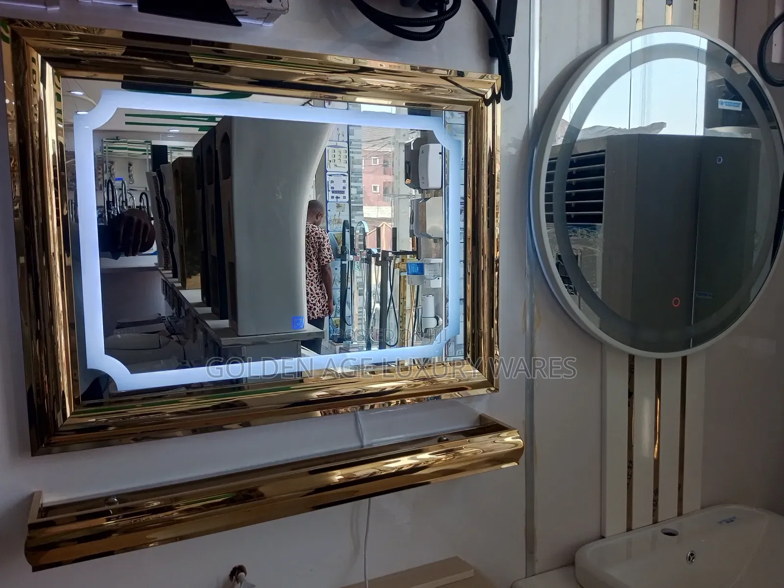 White and Gold 80cm Cabinet