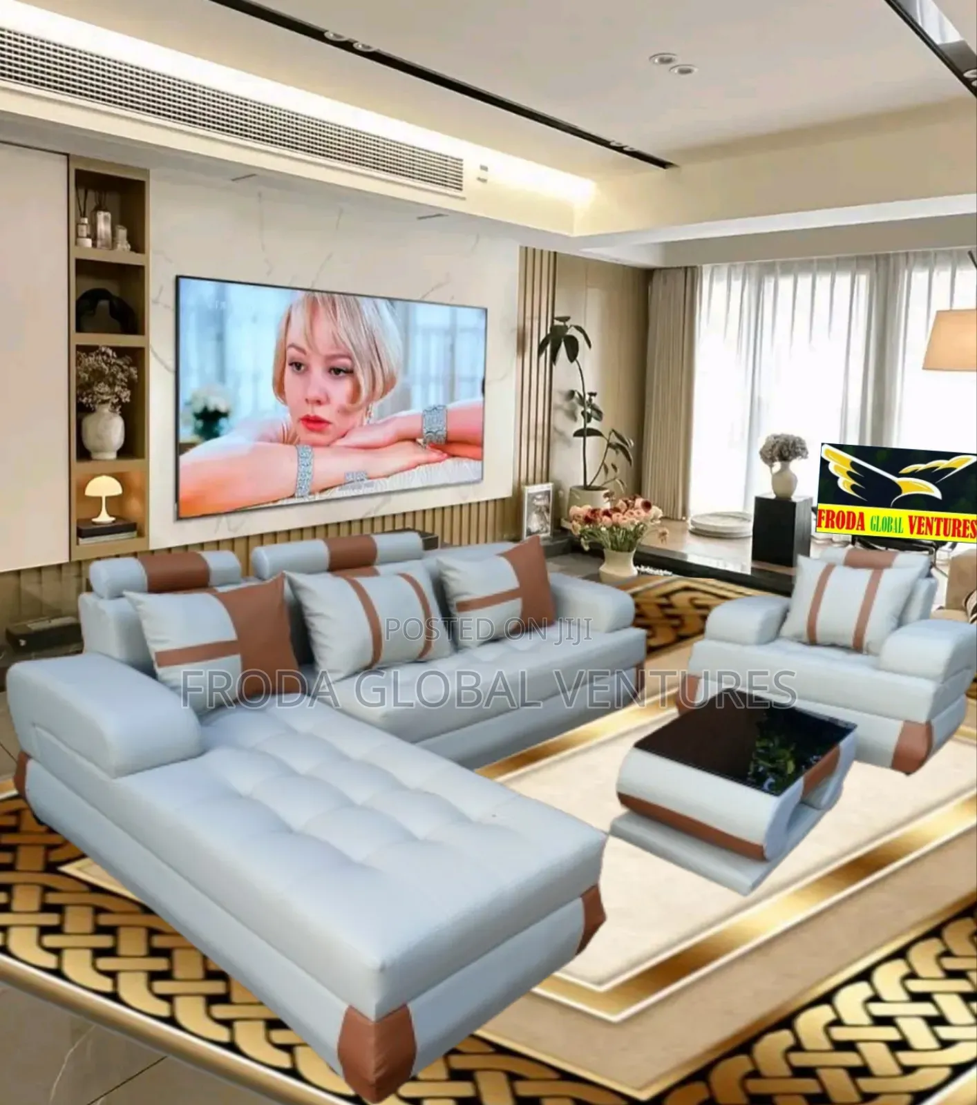 El-Classico Sofa Set. L-Shape and Single Chair With Table