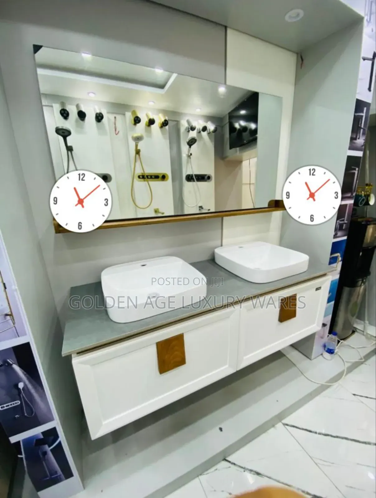 Double Bowl White Cabinet