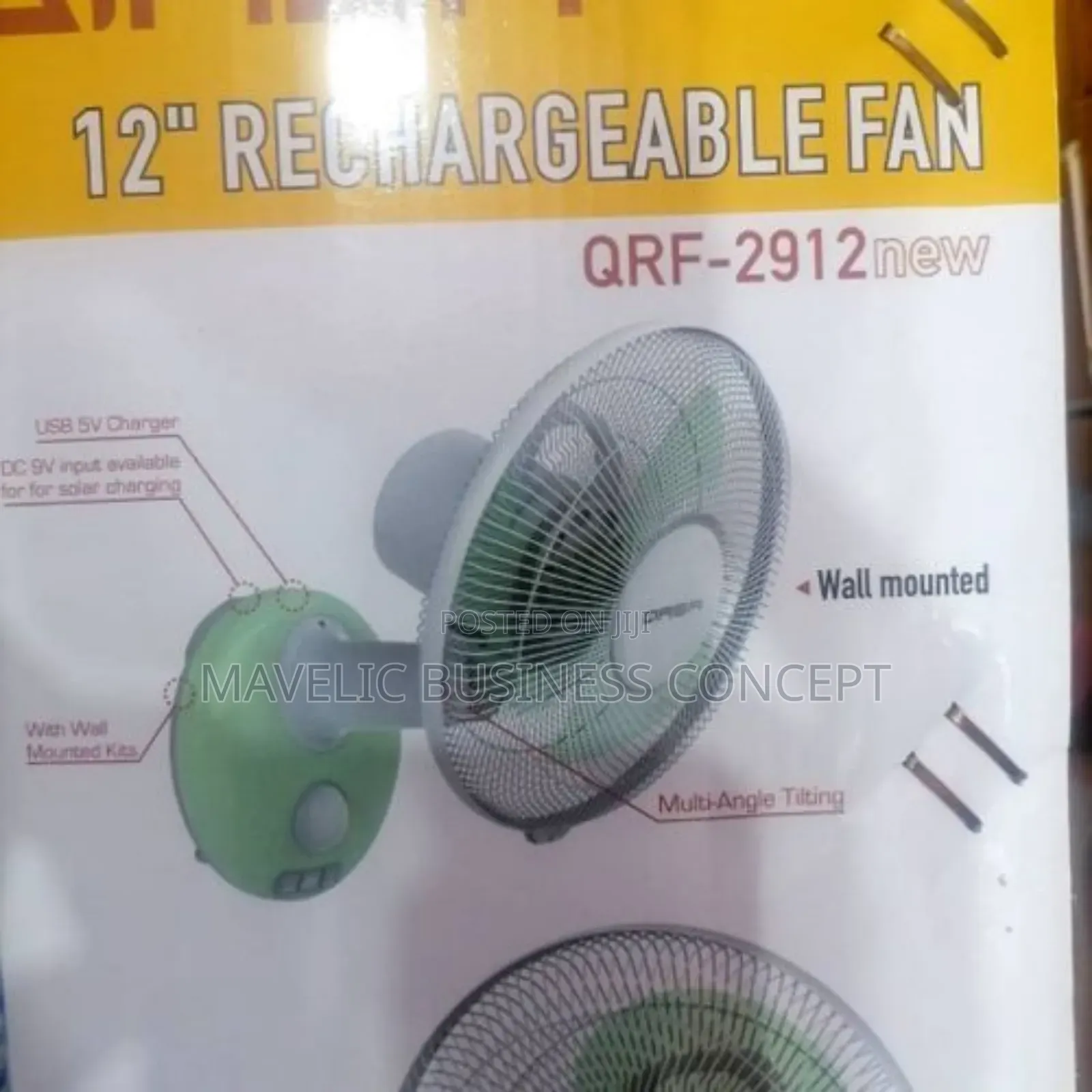12 Inches Wall Mounted Rechargeable Fan