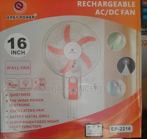 16-Inch Easypower 3-in-1 Rechargeable Solar Wall Fan+Panel+2bulb