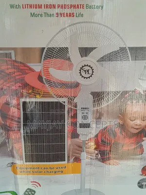 SPL 16" 3-in-1 Solar Rechargable Standing Fan+Panel+4-Bulbs