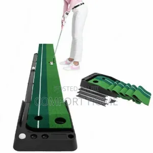 Golf Putting Mat With Return Ball System, Synthetic Grass