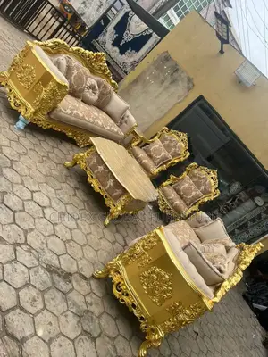 Royal Sofa Chair With Center Table and Stools.
