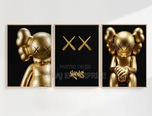 3sets Golden Wall Artwork Kaws Acrylic Same Day Delivery