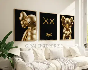 3sets Golden Wall Artwork Kaws Acrylic Same Day Delivery