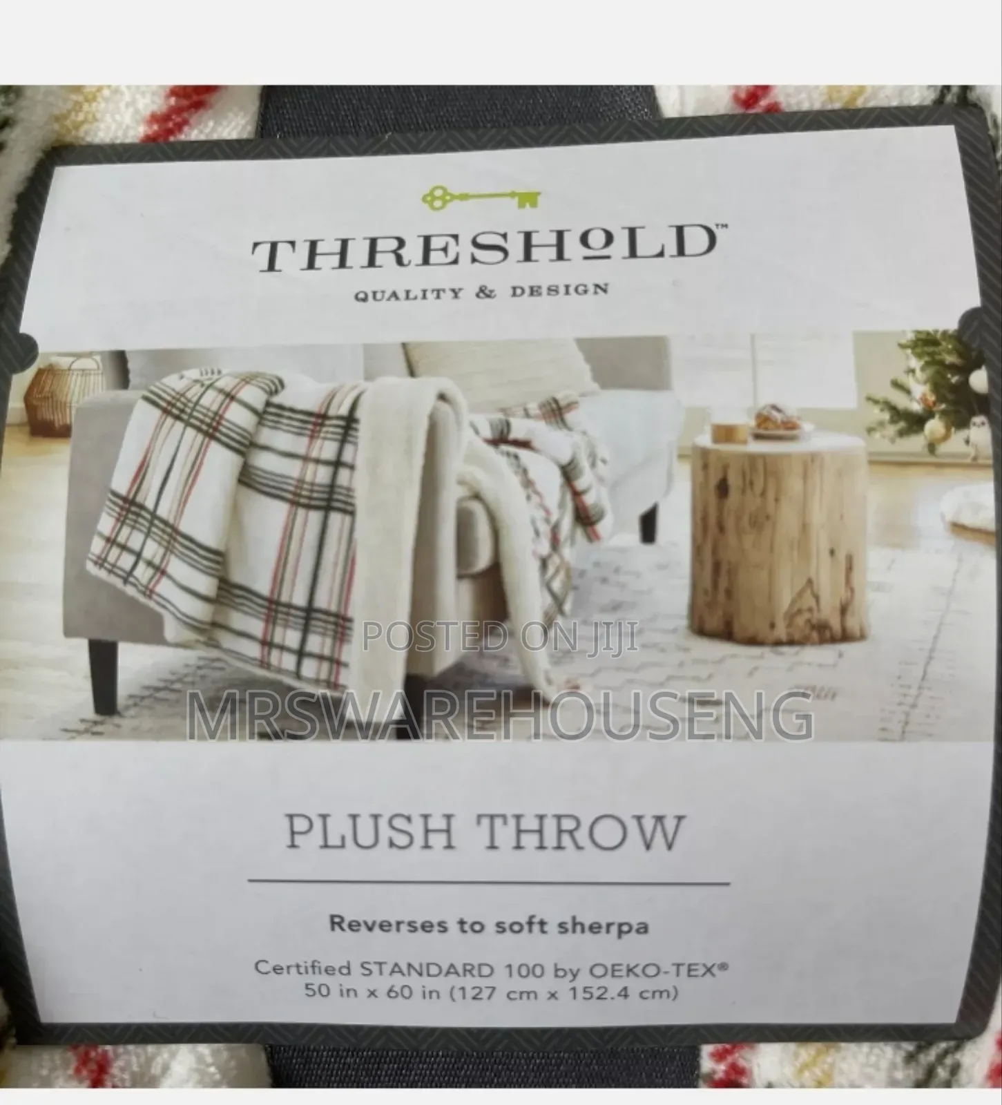 Threshold Rangeley White Plaid Reversible Soft Throw Blanket