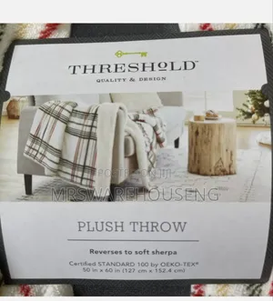 Threshold Rangeley White Plaid Reversible Soft Throw Blanket