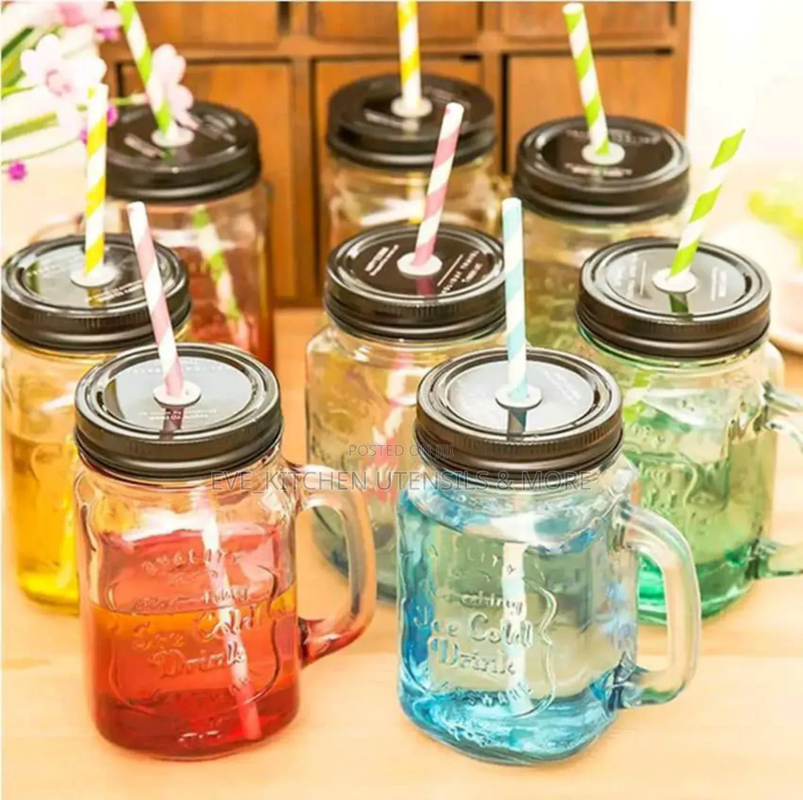 Glass Mug With Cover and Straw