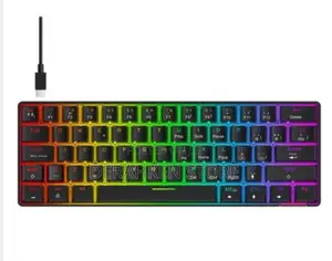 Havit Keyboard Gaming Wired Type-C Usb 63 Keys Led Backlit
