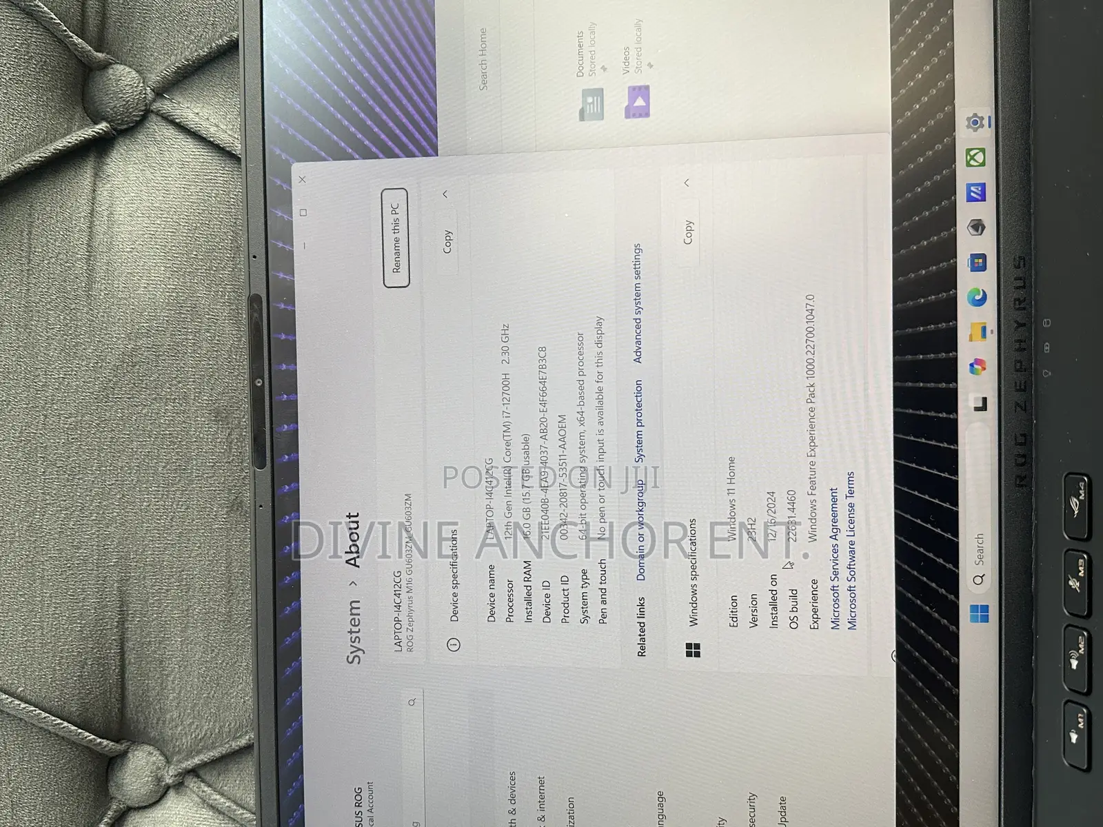 Laptop Asus ROG Zephyrus M16 GU603HR 16GB Intel Core I7 SSD 512GB