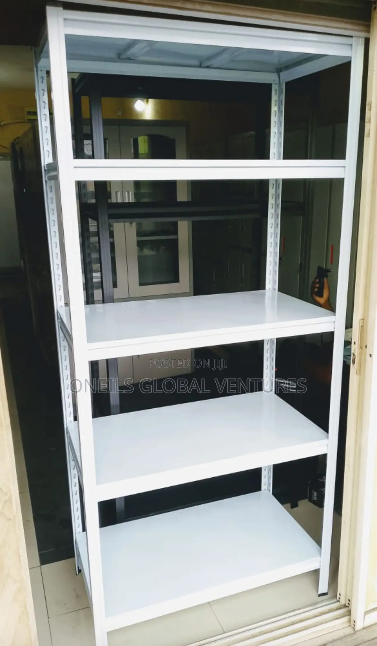 White Metal Shelves