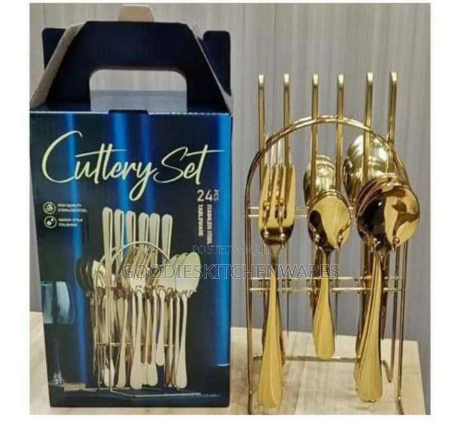 24 PCS Gold Cutlery Set Spoon Set