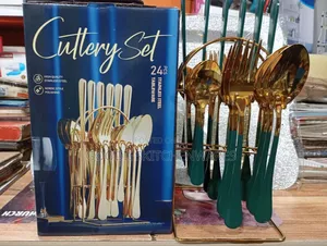 24 PCS Gold Cutlery Set Spoon Set