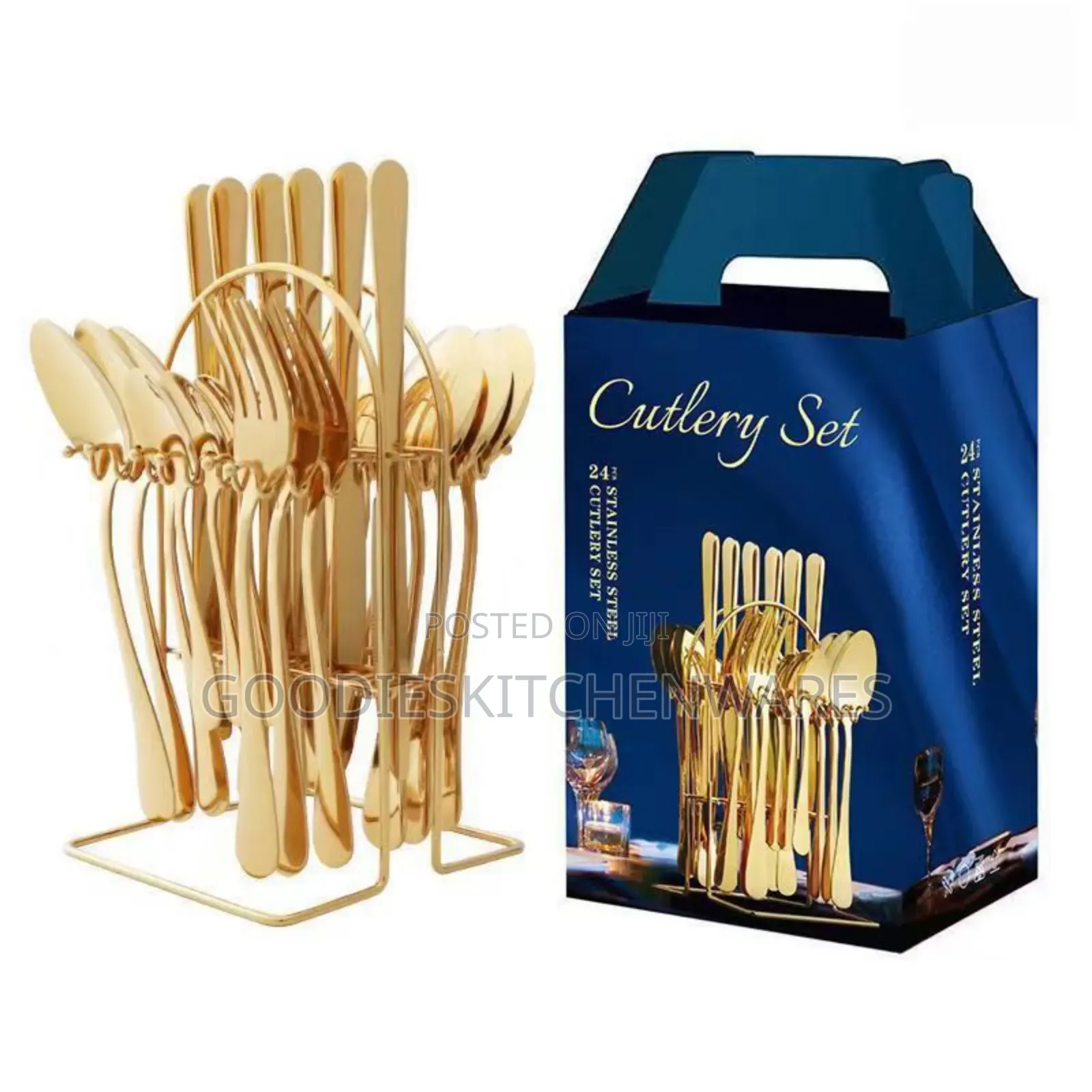24 PCS Gold Cutlery Set Spoon Set