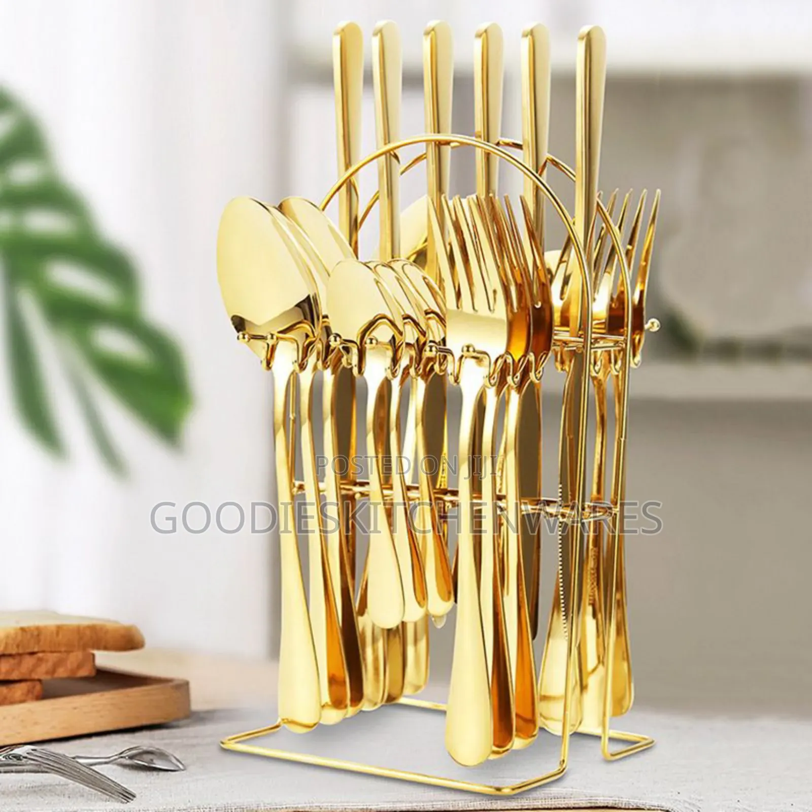 24 PCS Gold Cutlery Set Spoon Set