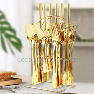 24 PCS Gold Cutlery Set Spoon Set