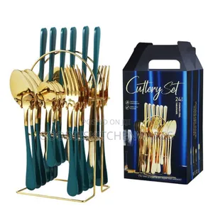 24 PCS Gold Cutlery Set Spoon Set