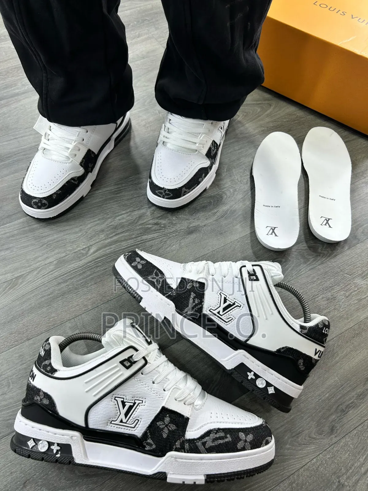 Black and White Designed Loius Vittion Sneakers