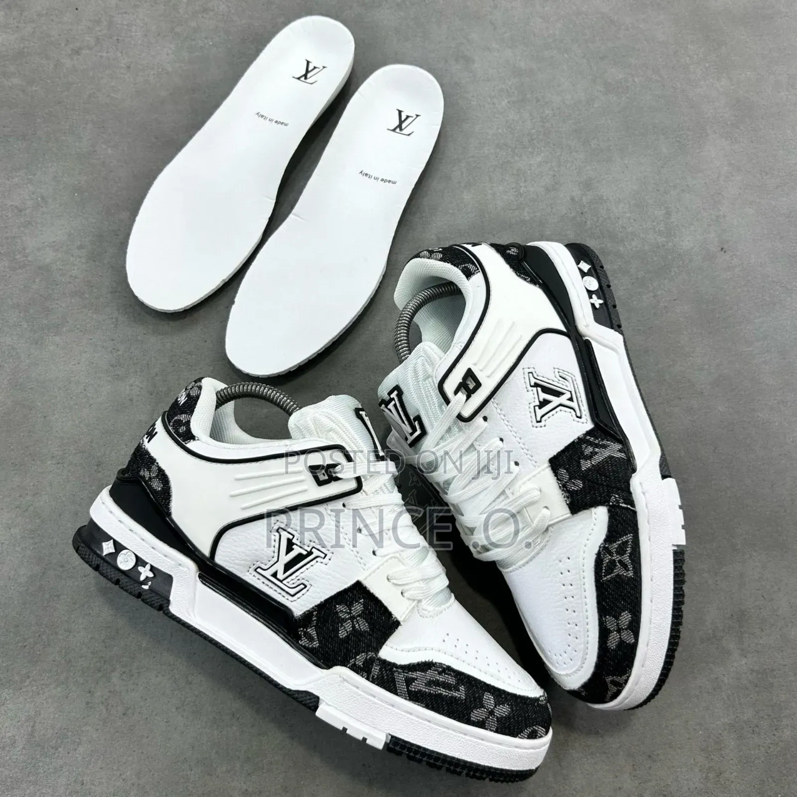 Black and White Designed Loius Vittion Sneakers