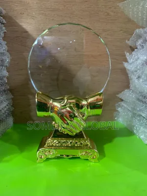 Photo - Crystal Plaque Golden Handshake