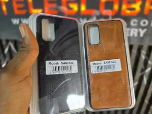 Samsung Galaxy S20 Leather Case (Black and Brown)