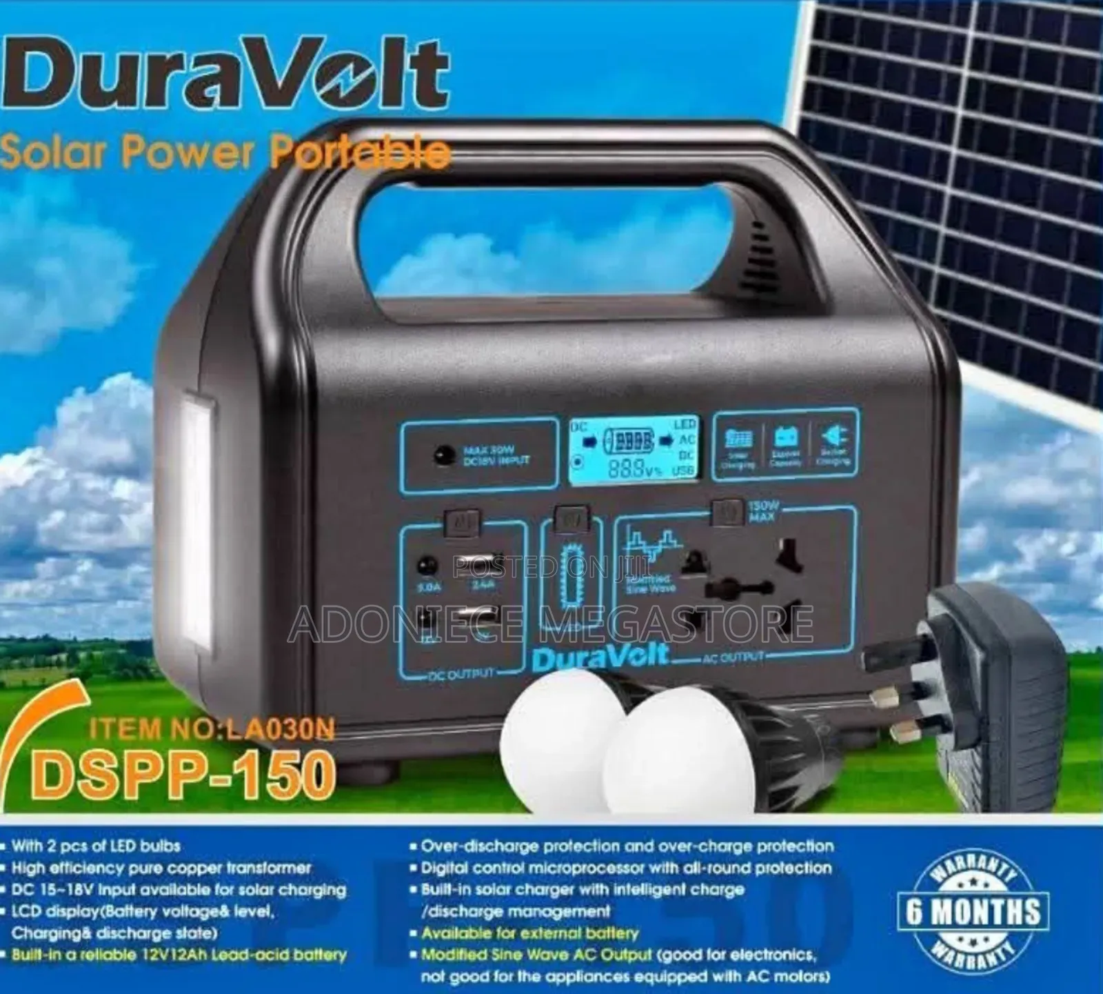 Duravolt Portable Power Station With Solar Panel| 150w