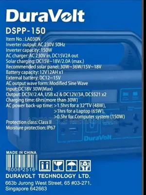 Duravolt Portable Power Station With Solar Panel| 150w