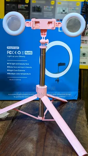 Pink Selfie Stick With Lights