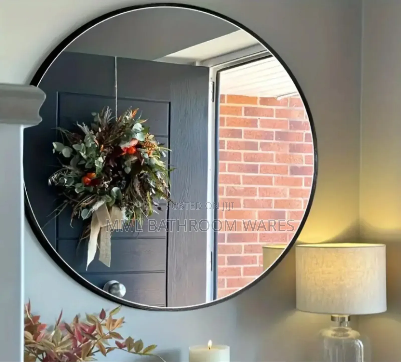 Round Wall Mounted Mirror With Stainless Steel Frame