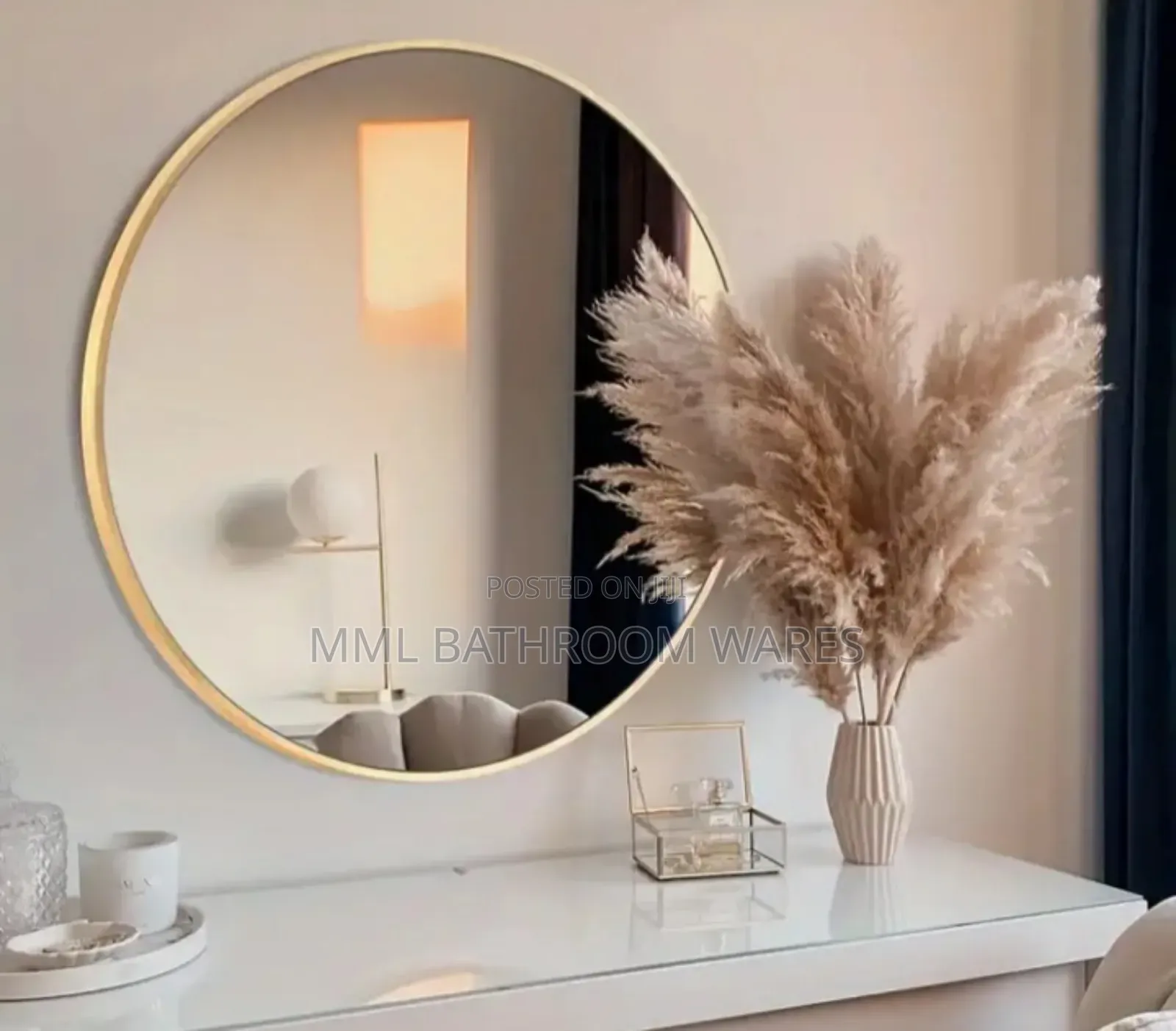 Round Wall Mounted Mirror With Stainless Steel Frame