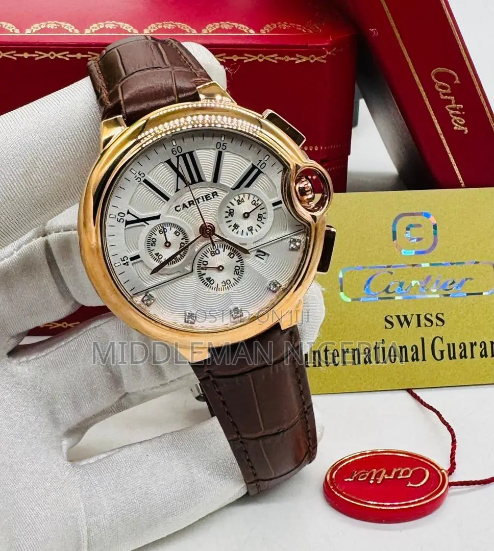 Cartier Chronograph Pure Leather Wrist Watch
