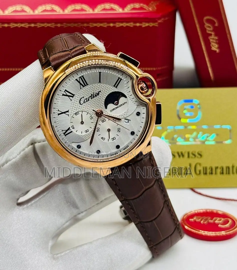 Cartier Chronograph Pure Leather Wrist Watch