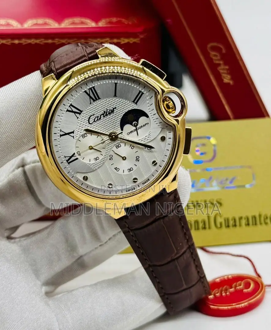 Cartier Chronograph Pure Leather Wrist Watch