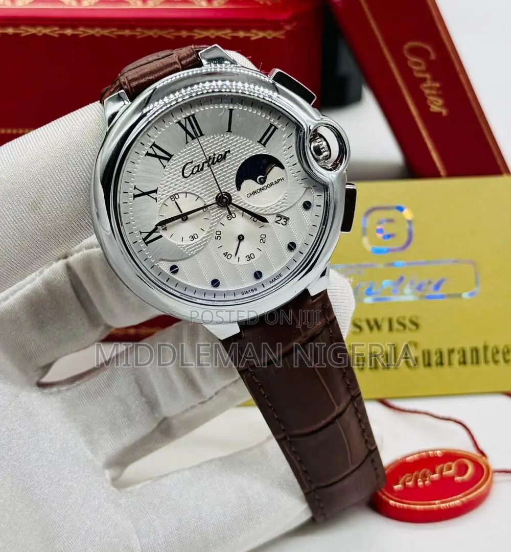 Cartier Chronograph Pure Leather Wrist Watch