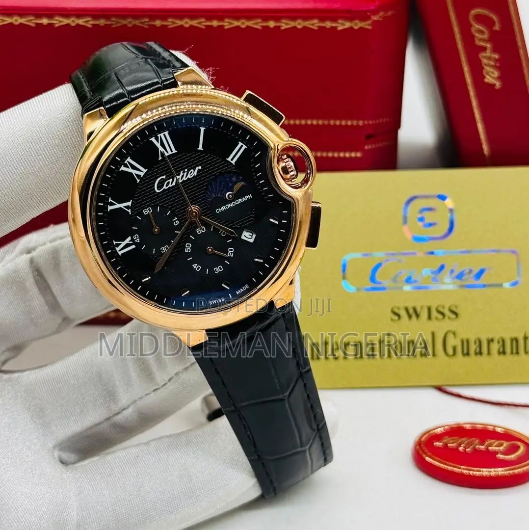 Cartier Chronograph Pure Leather Wrist Watch