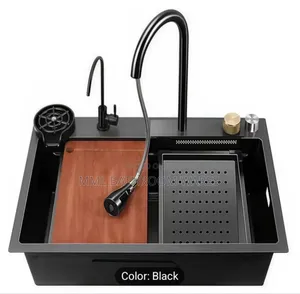 Black Waterfall Modern Kitchen Sinks